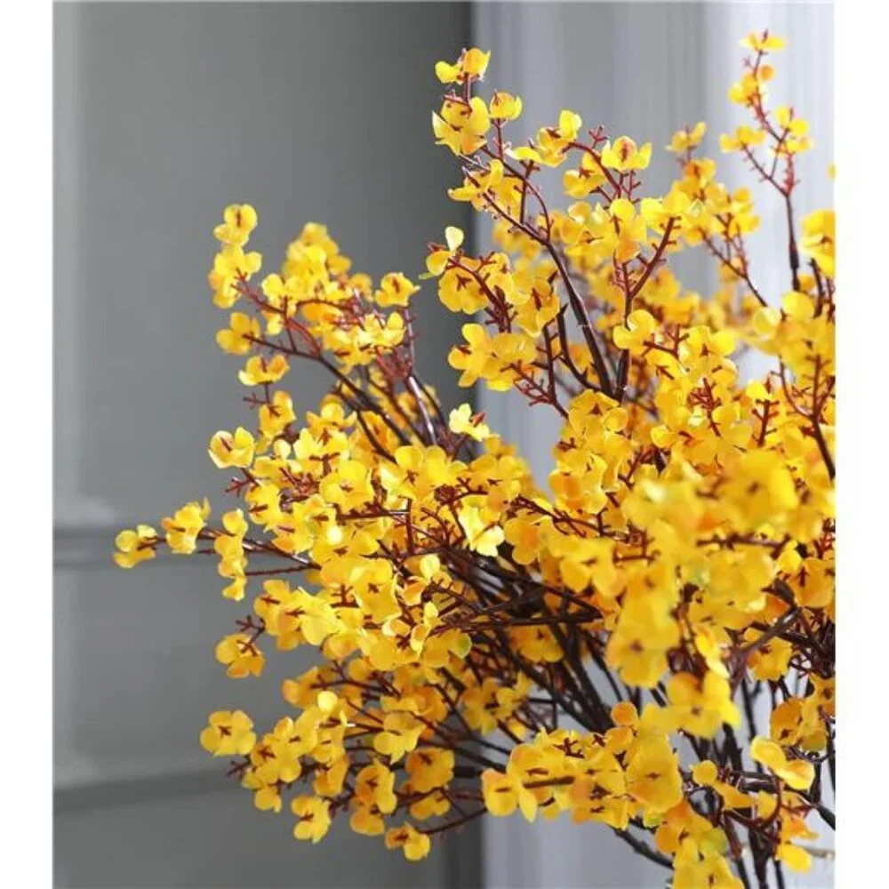 10 Pcs Artificial Babys Breath Flowers Orange Fake Silk Gypsophila Flowers
